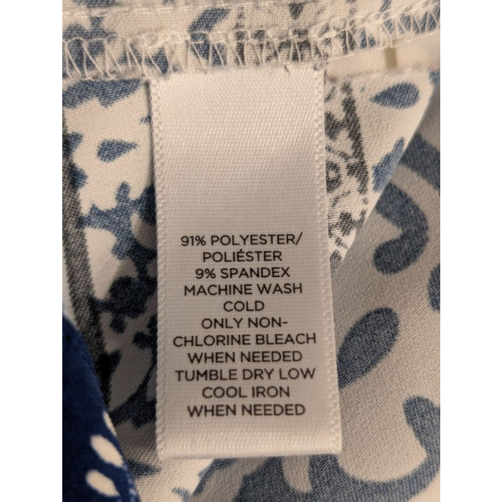 Women's LOFT Blue & White Patterned Long Sleeve Dress S - Picture 7 of 8